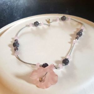 Beautiful pink and grey necklace